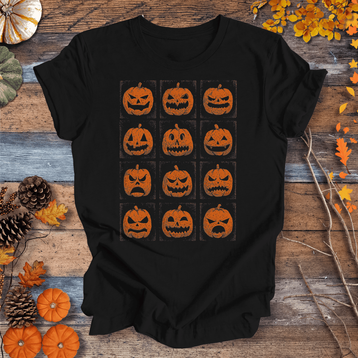 Jack-O’-Lantern Faces Halloween Shirt – Vintage Pumpkin Tee Gift For Plant Lover