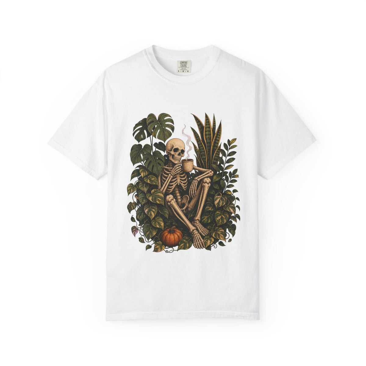 Skeleton Coffee Jungle T-Shirt - Plant Lover Halloween Art Gift For Plant Lover