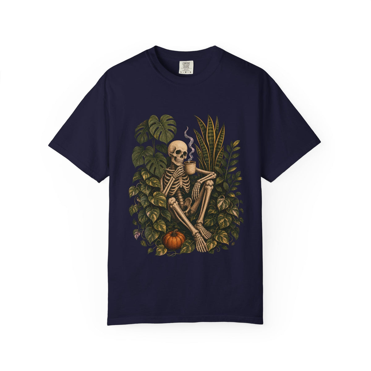 Skeleton Coffee Jungle T-Shirt - Plant Lover Halloween Art Gift For Plant Lover