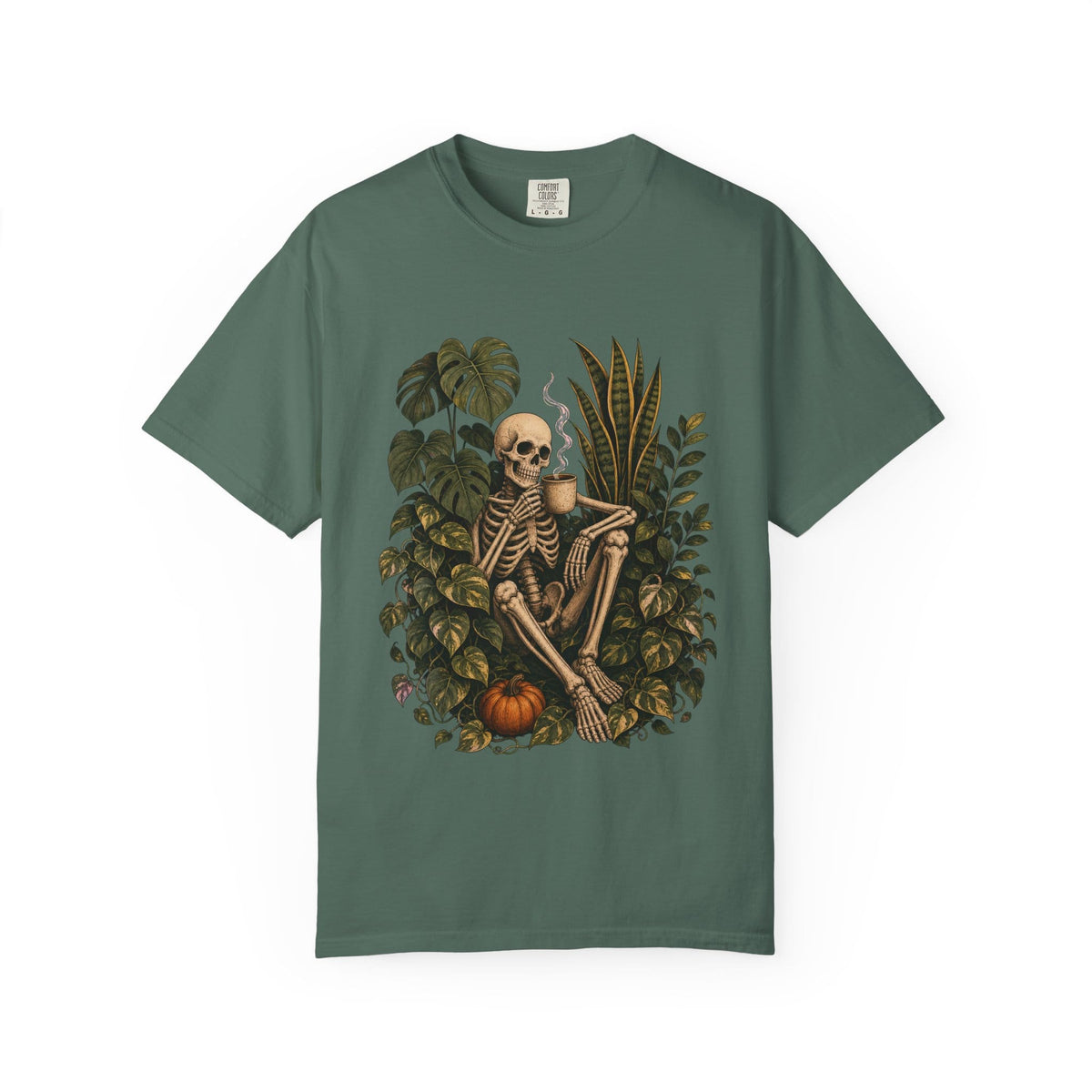 Skeleton Coffee Jungle T-Shirt - Plant Lover Halloween Art Gift For Plant Lover
