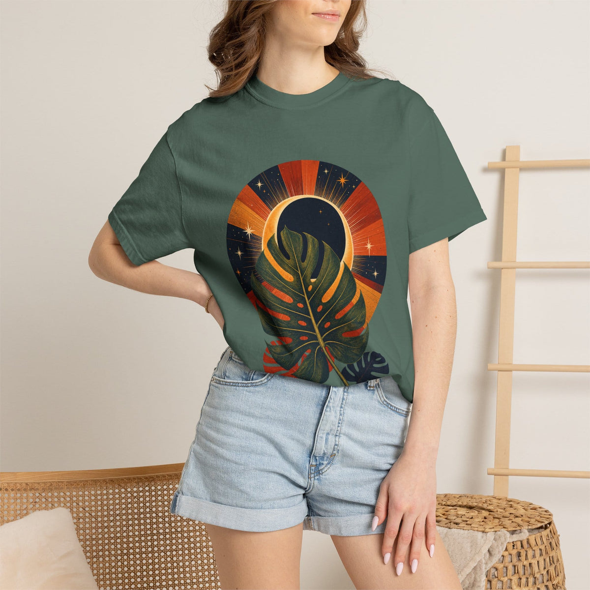 Retro Monstera Eclipse T-Shirt - Vintage Botanical Art Gift For Plant Lover