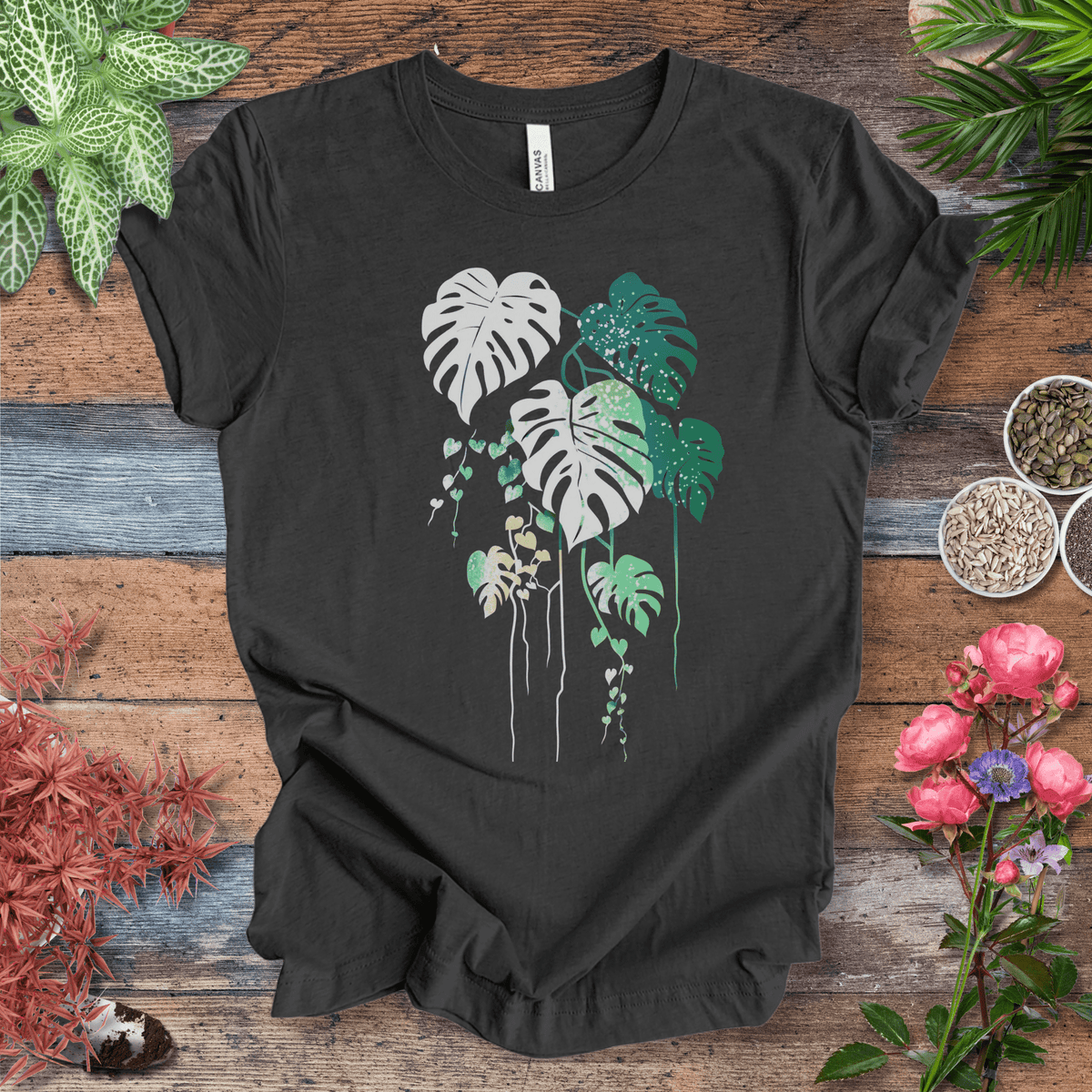 Monstera Splash Gradient Leaf T-Shirt Gift For Plant Lover