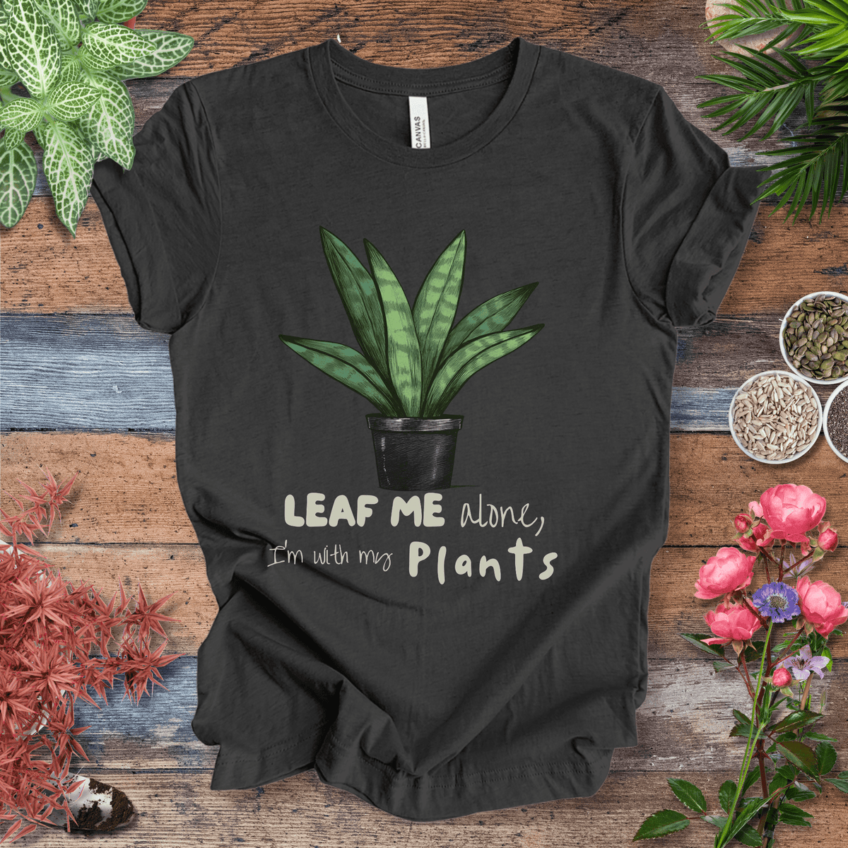 "Leaf Me Alone" Funny Snake Plant Lover T-Shirt Gift For Plant Lover