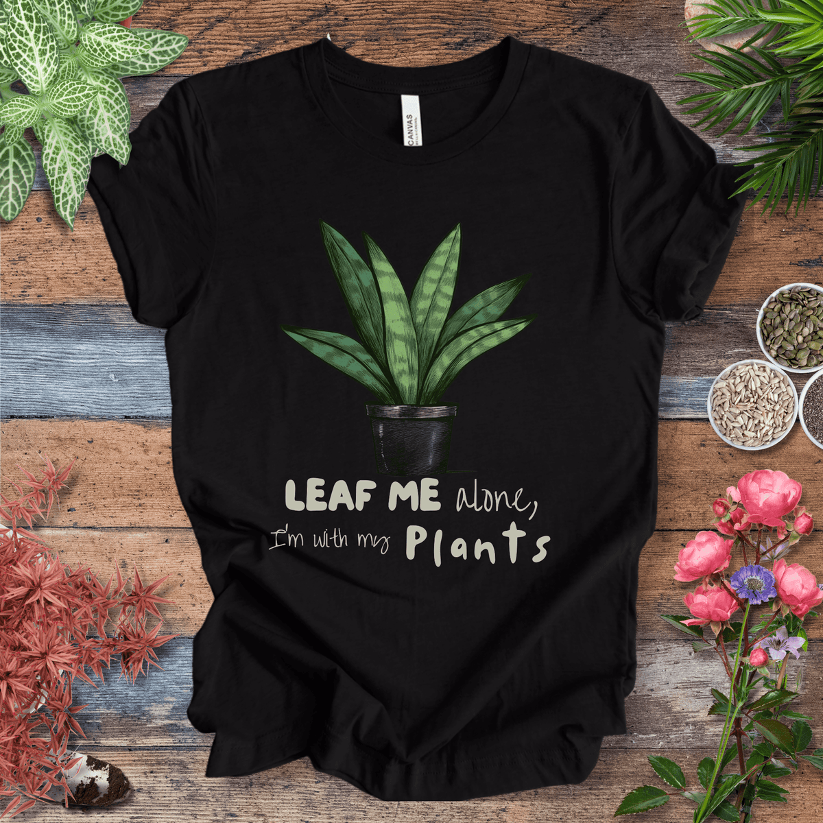 "Leaf Me Alone" Funny Snake Plant Lover T-Shirt Gift For Plant Lover