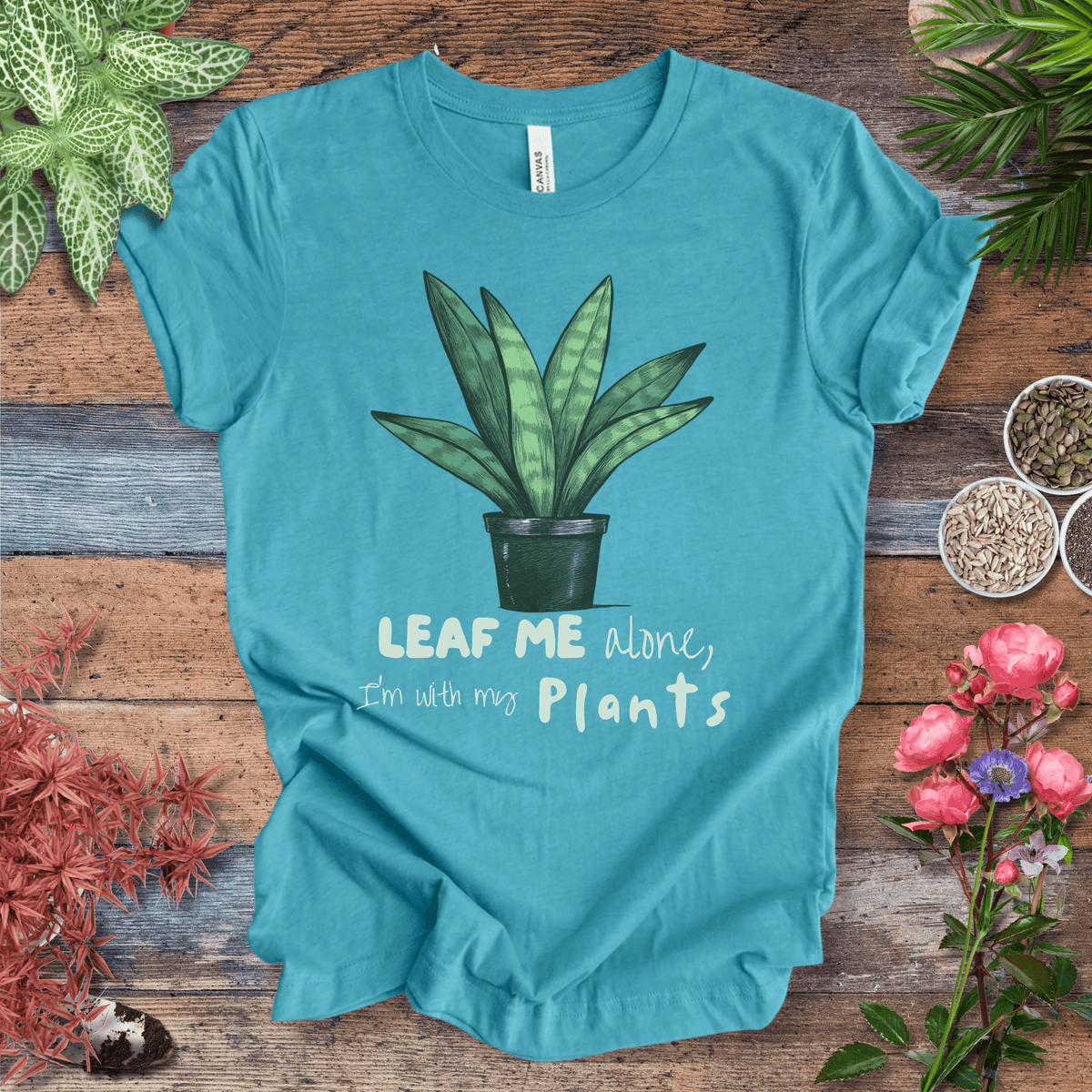 "Leaf Me Alone" Funny Snake Plant Lover T-Shirt Gift For Plant Lover