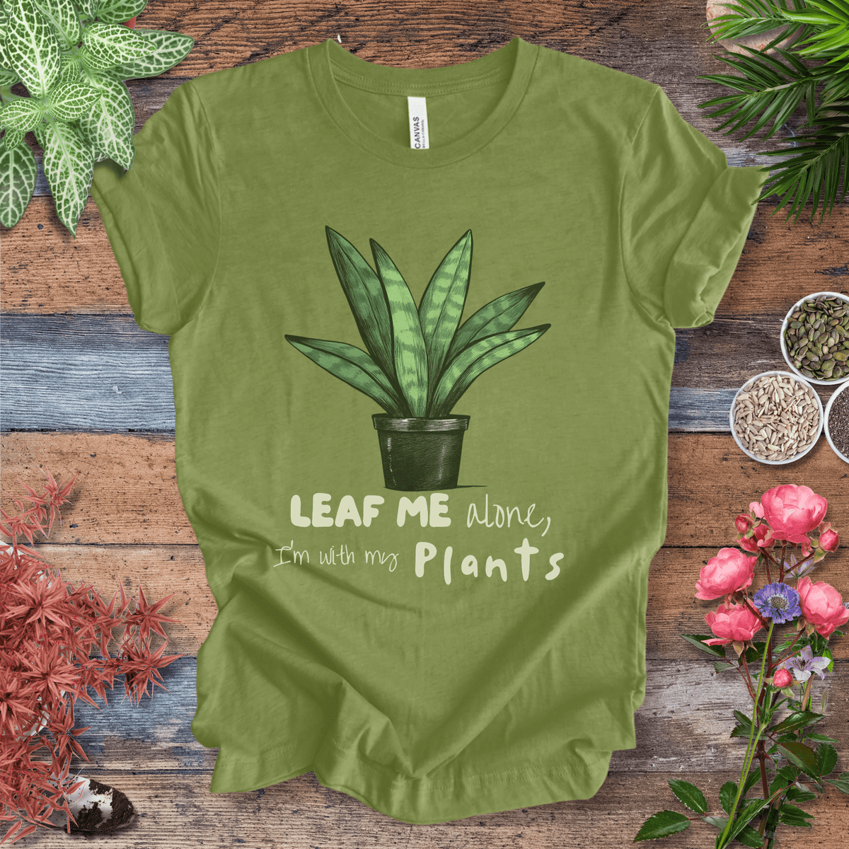 "Leaf Me Alone" Funny Snake Plant Lover T-Shirt Gift For Plant Lover