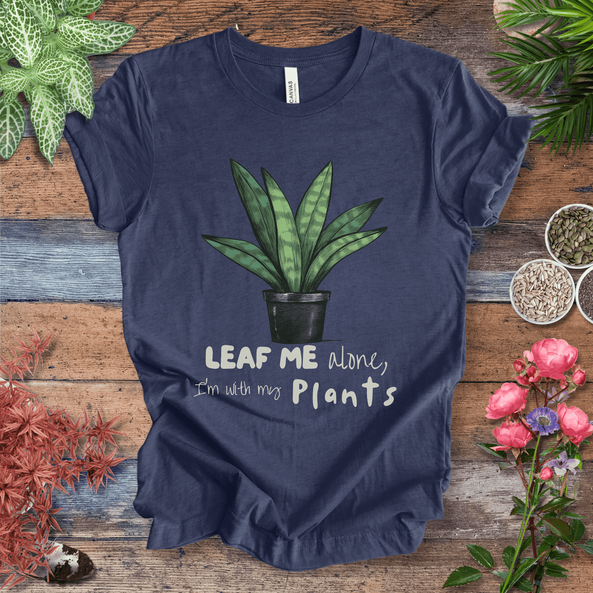 "Leaf Me Alone" Funny Snake Plant Lover T-Shirt Gift For Plant Lover