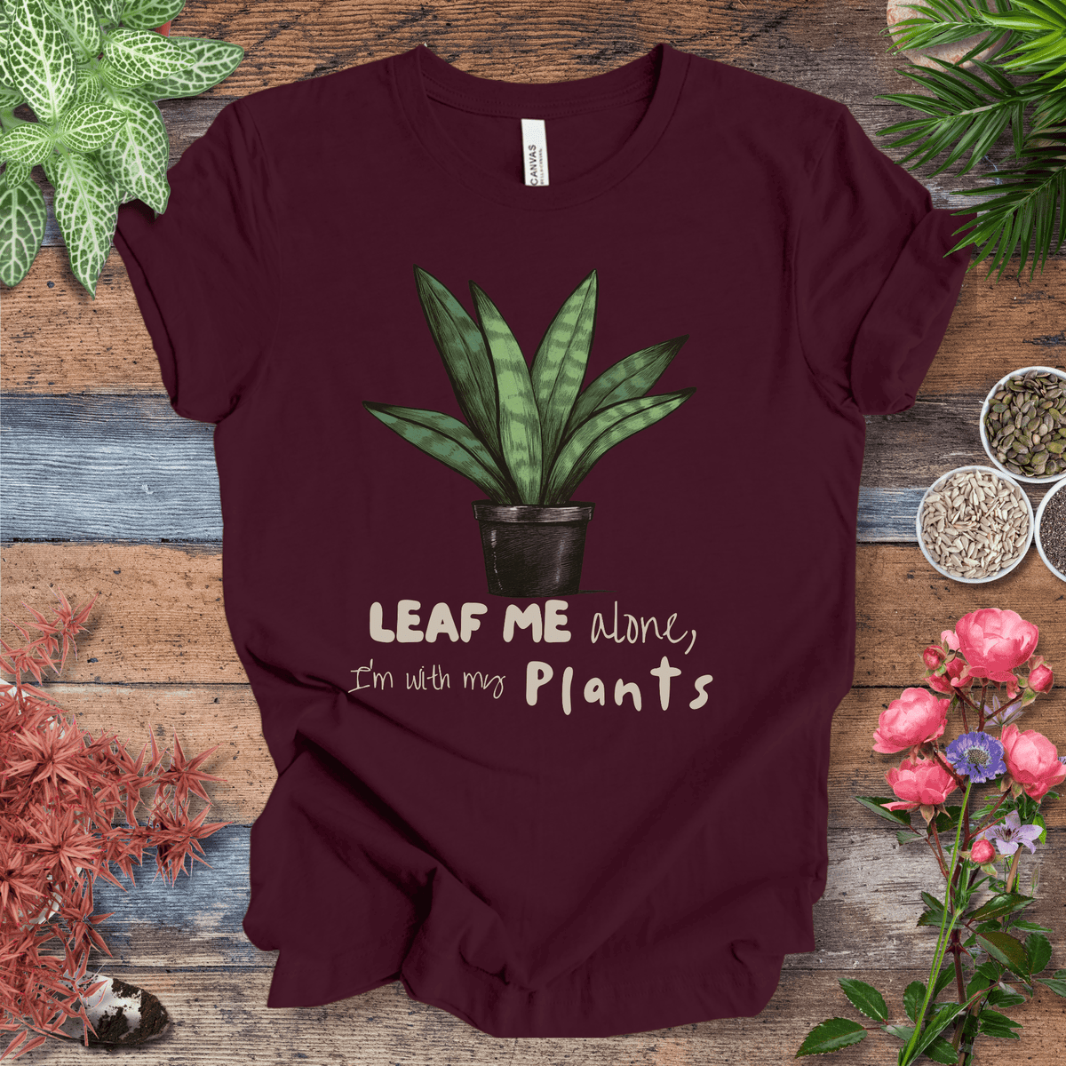 "Leaf Me Alone" Funny Snake Plant Lover T-Shirt Gift For Plant Lover