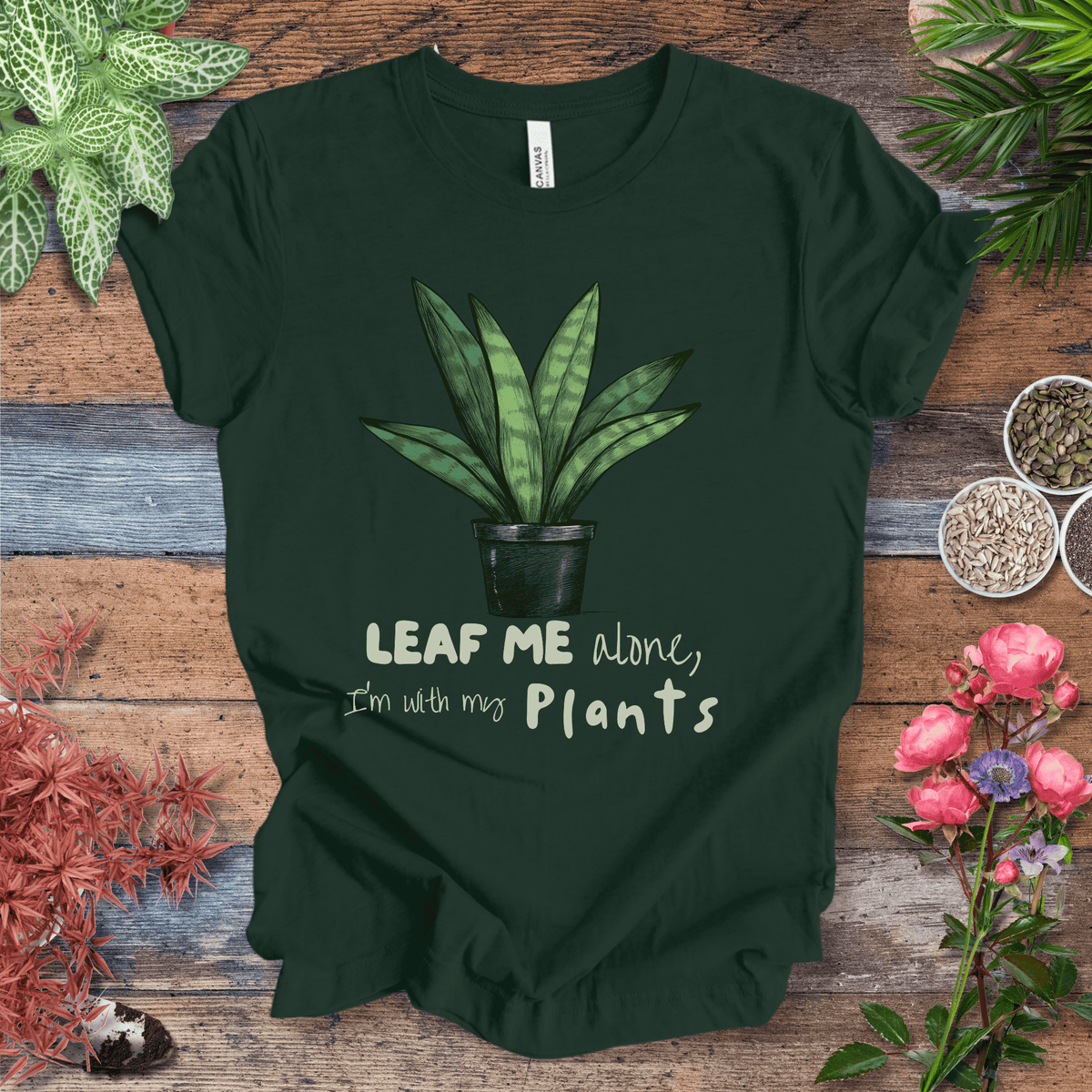 "Leaf Me Alone" Funny Snake Plant Lover T-Shirt Gift For Plant Lover
