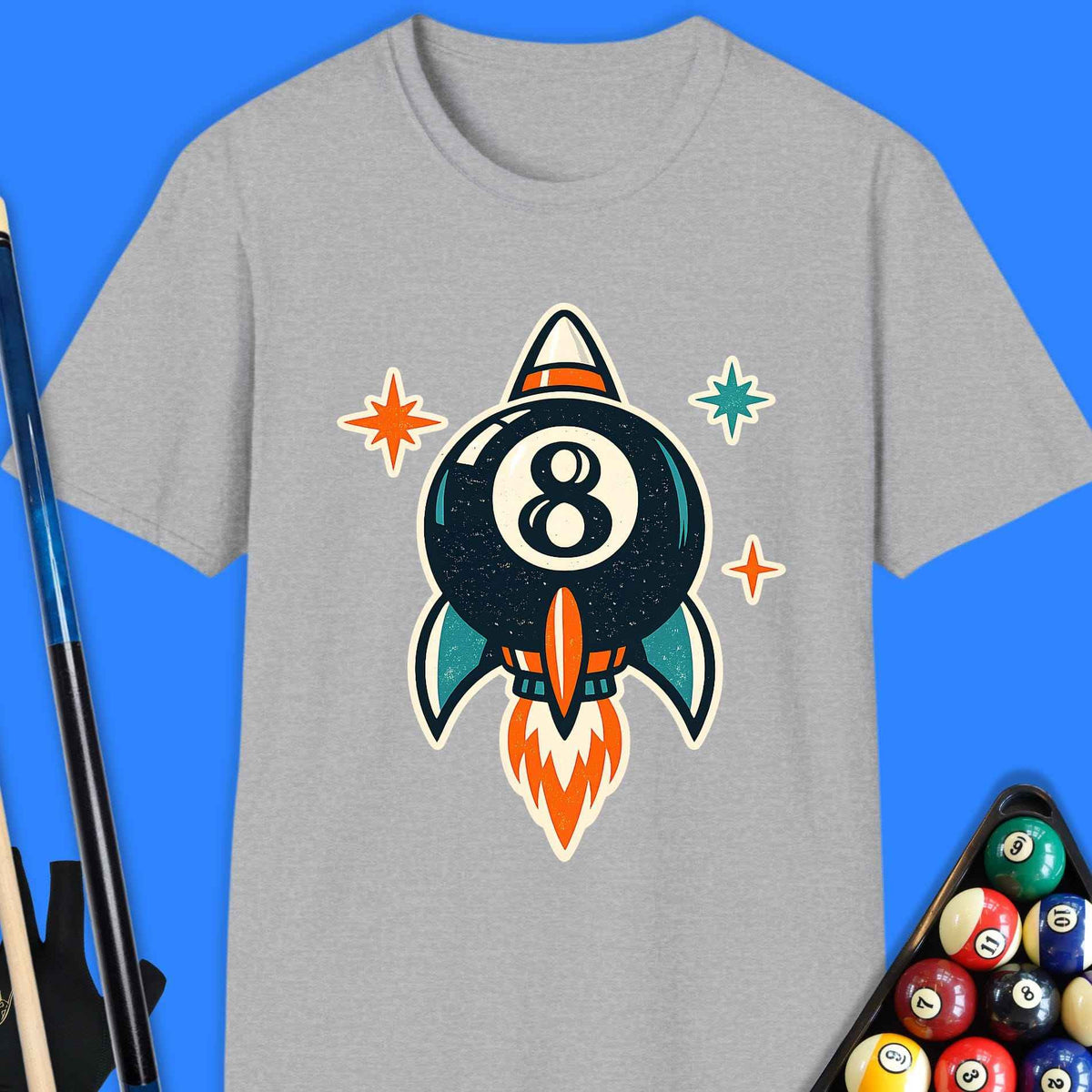 8-Ball Rocket Pool T-Shirt Gift For Pool Player