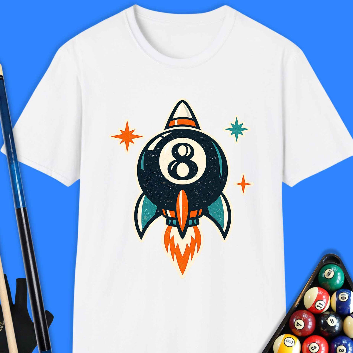 8-Ball Rocket Pool T-Shirt Gift For Pool Player