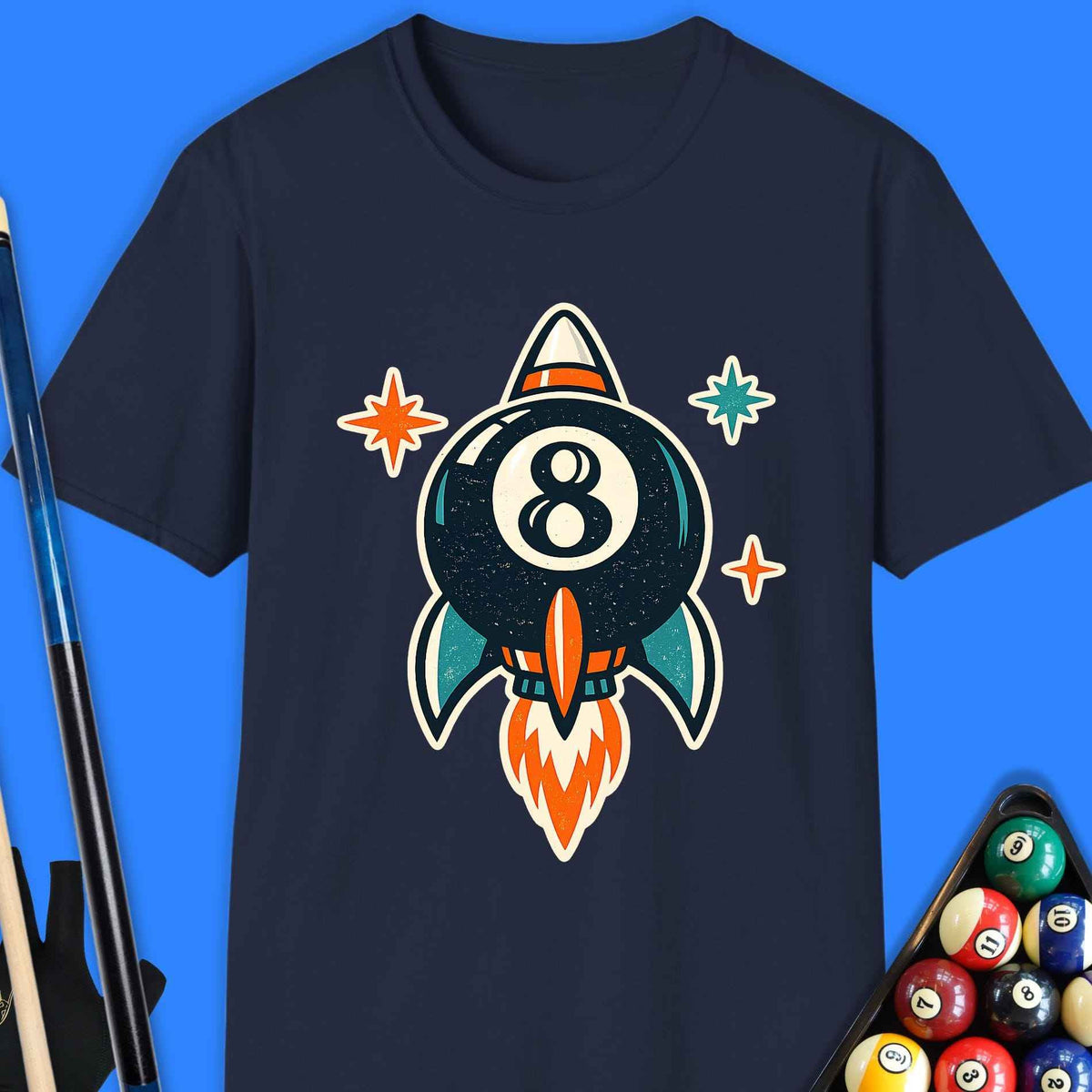 8-Ball Rocket Pool T-Shirt Gift For Pool Player