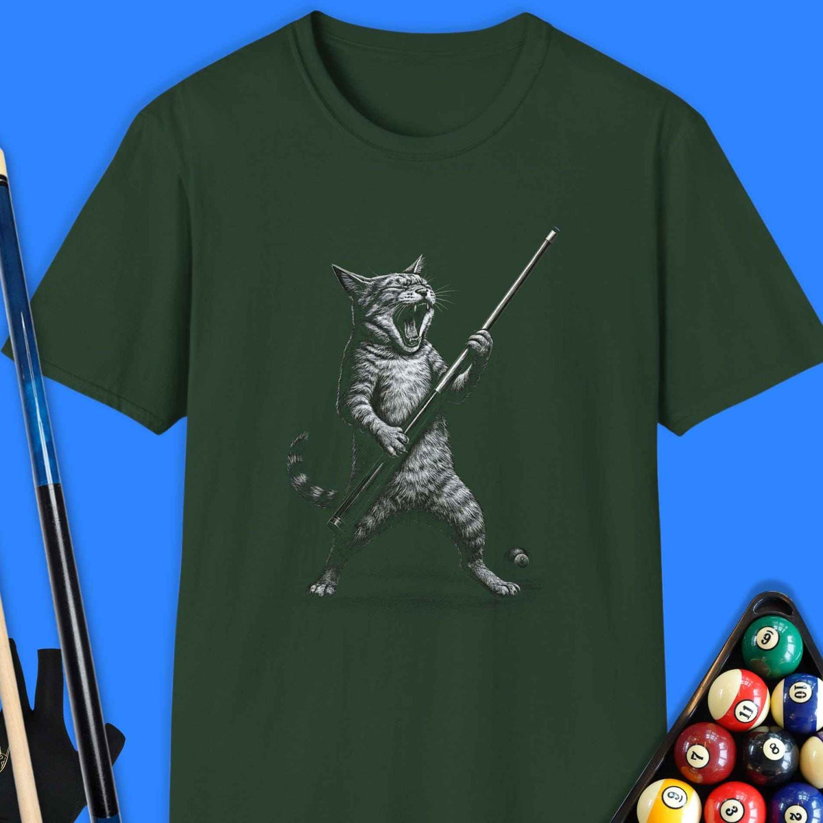 Cue Cat Pool T-Shirt Gift For Pool Player