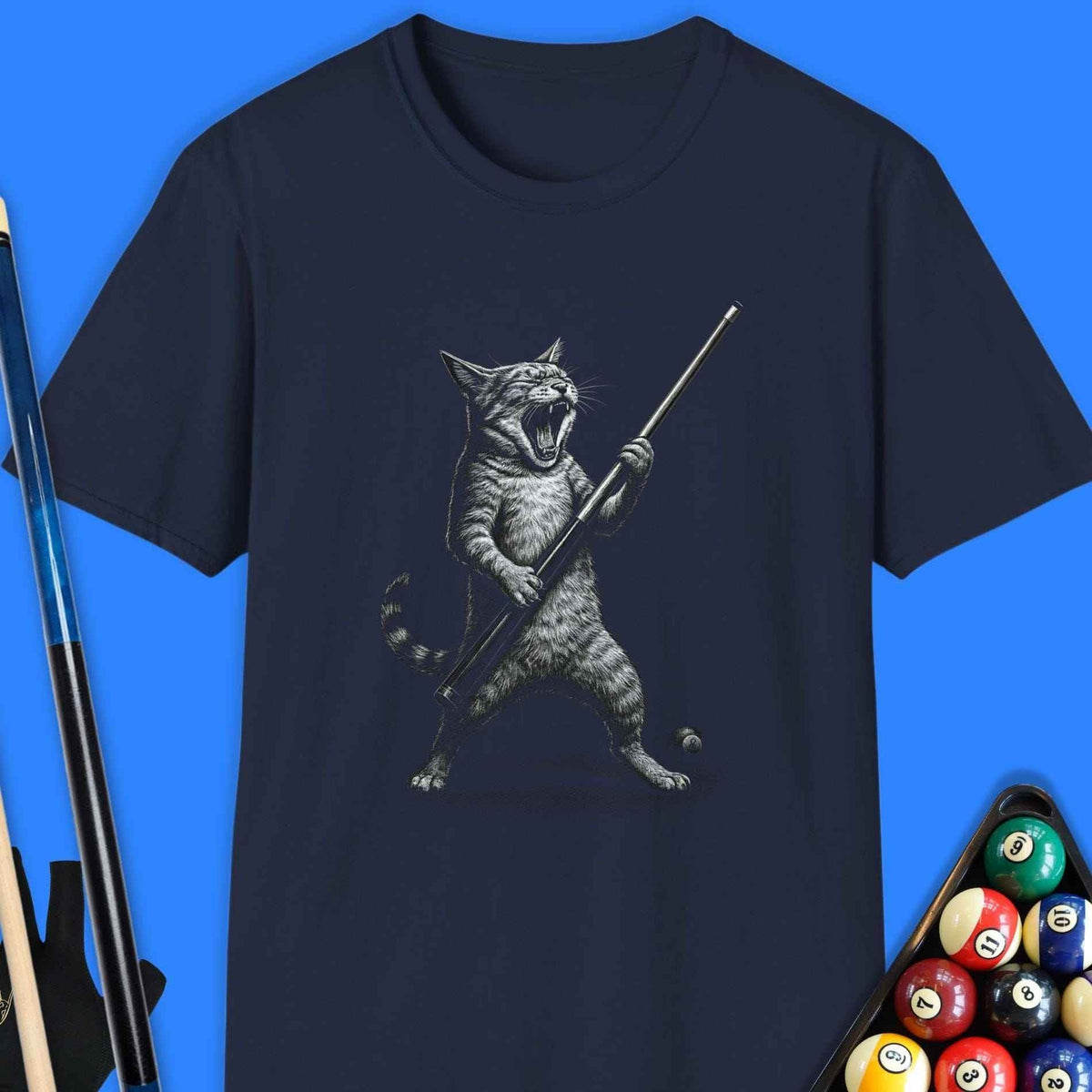 Cue Cat Pool T-Shirt Gift For Pool Player