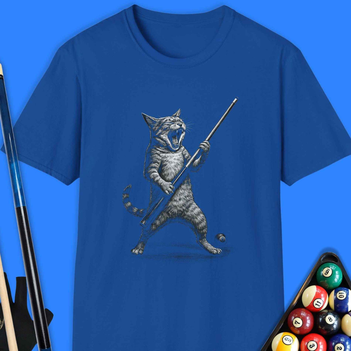 Cue Cat Pool T-Shirt Gift For Pool Player