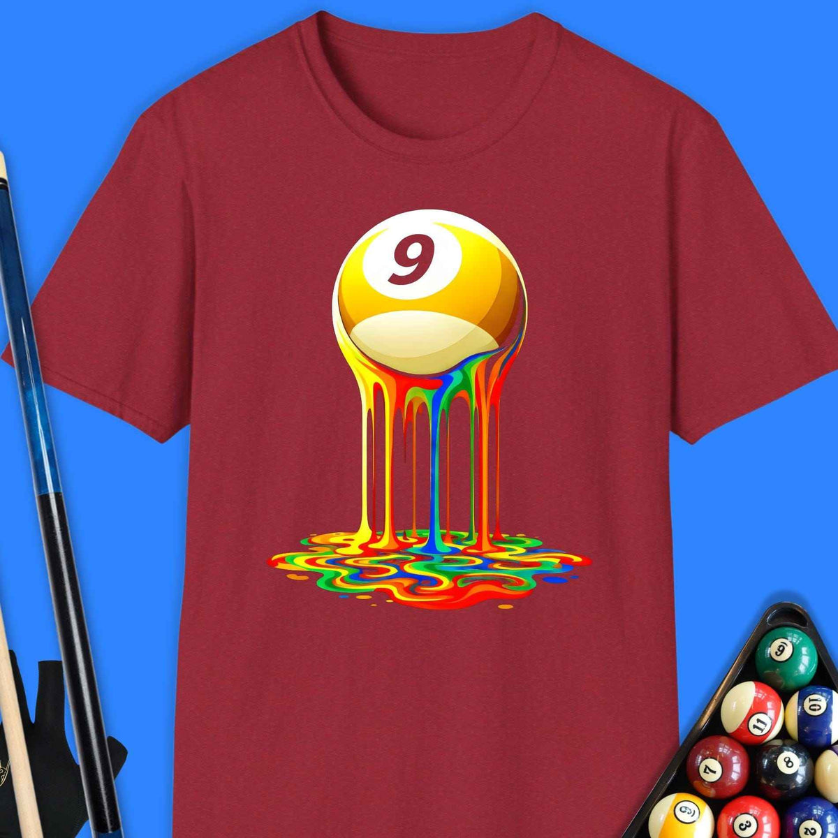 Melting 9 Ball Rainbow Pool T-Shirt Gift For Pool Player