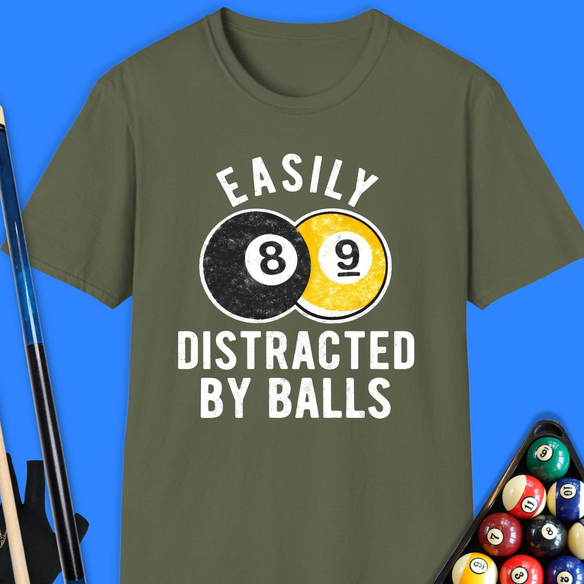 Easily Distracted By Balls Pool T-Shirt Gift For Pool Player