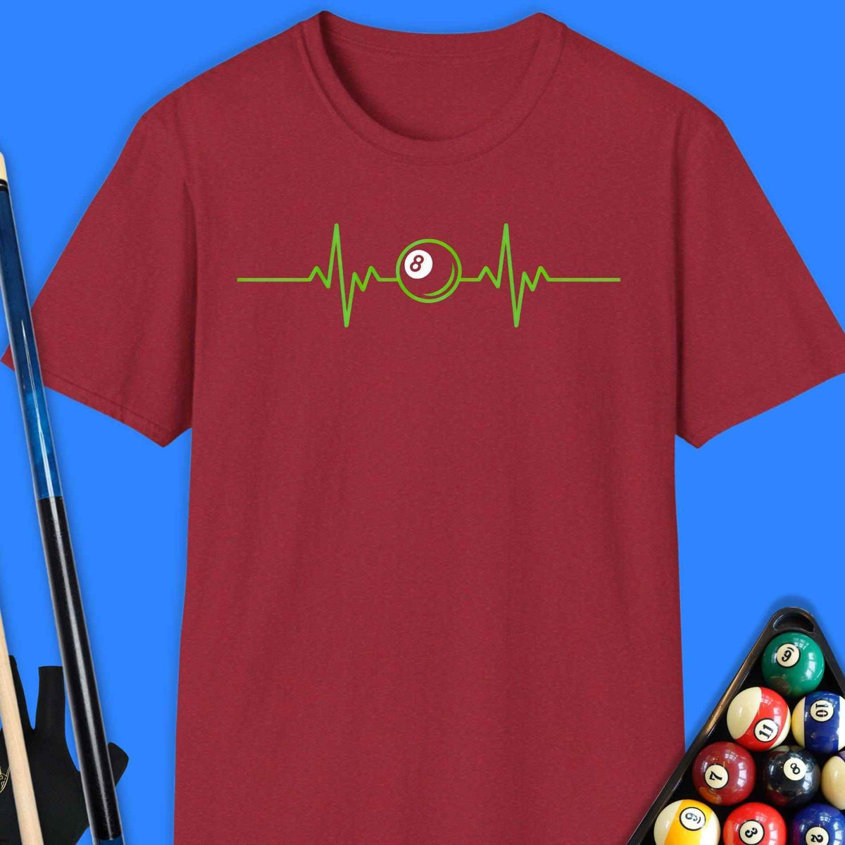 8-Ball Heartbeat Pool T-Shirt Gift For Pool Player