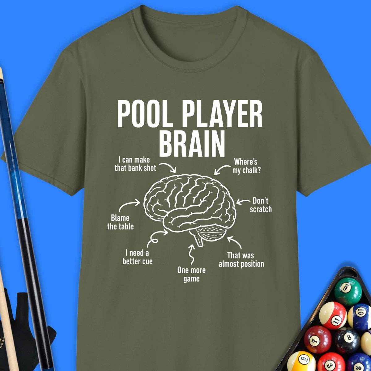 Pool Player Brain T-Shirt Gift For Pool Player