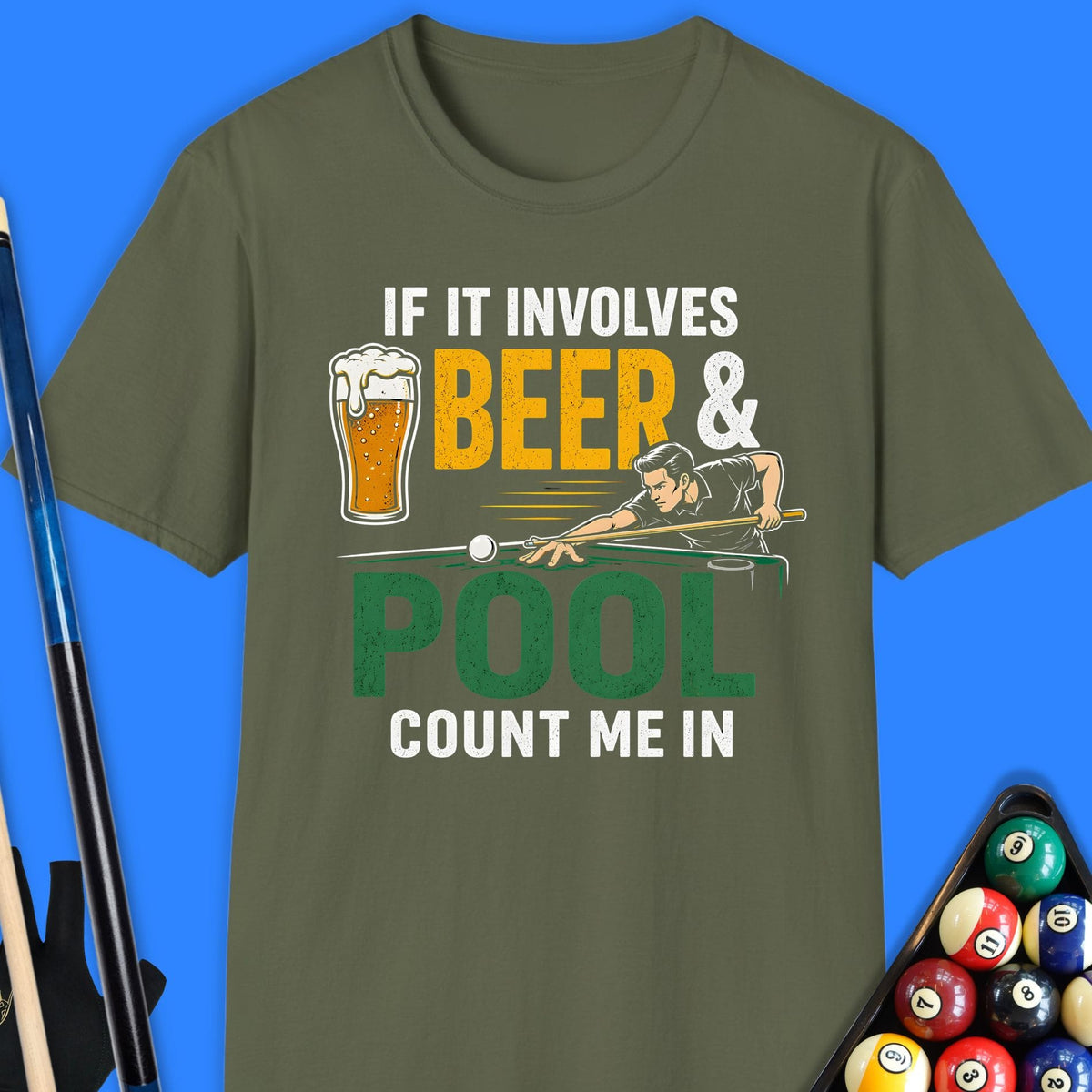 If It Involves Beer Pool T-Shirt Gift For Pool Player