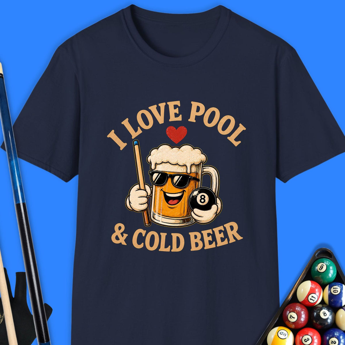 I Love Pool And Beer T-Shirt Gift For Pool Player