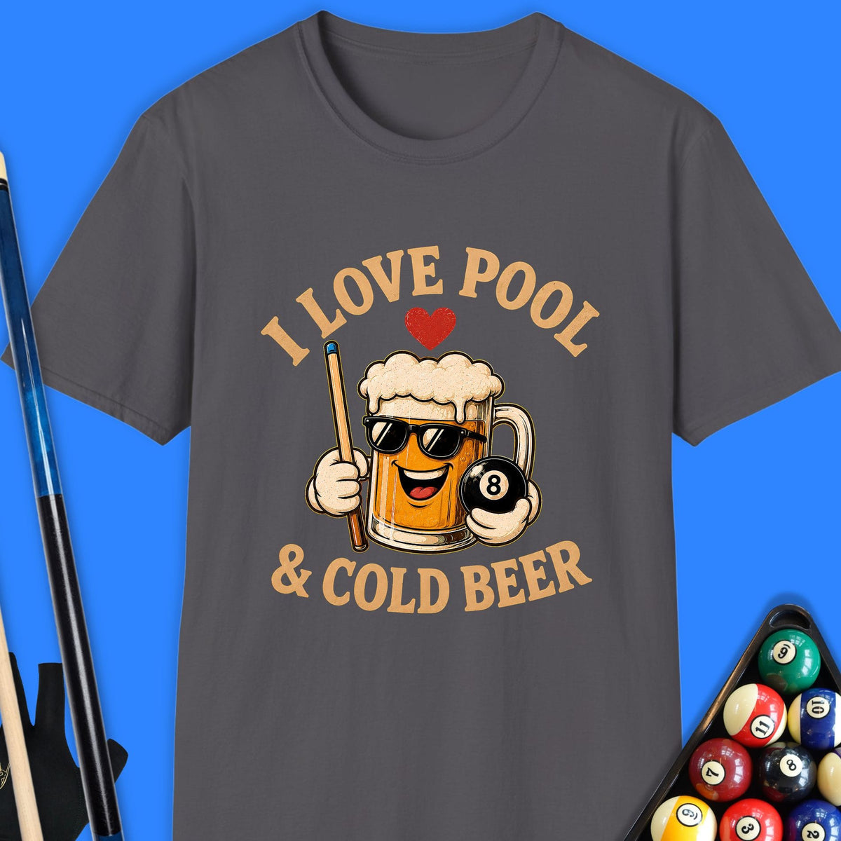 I Love Pool And Beer T-Shirt Gift For Pool Player