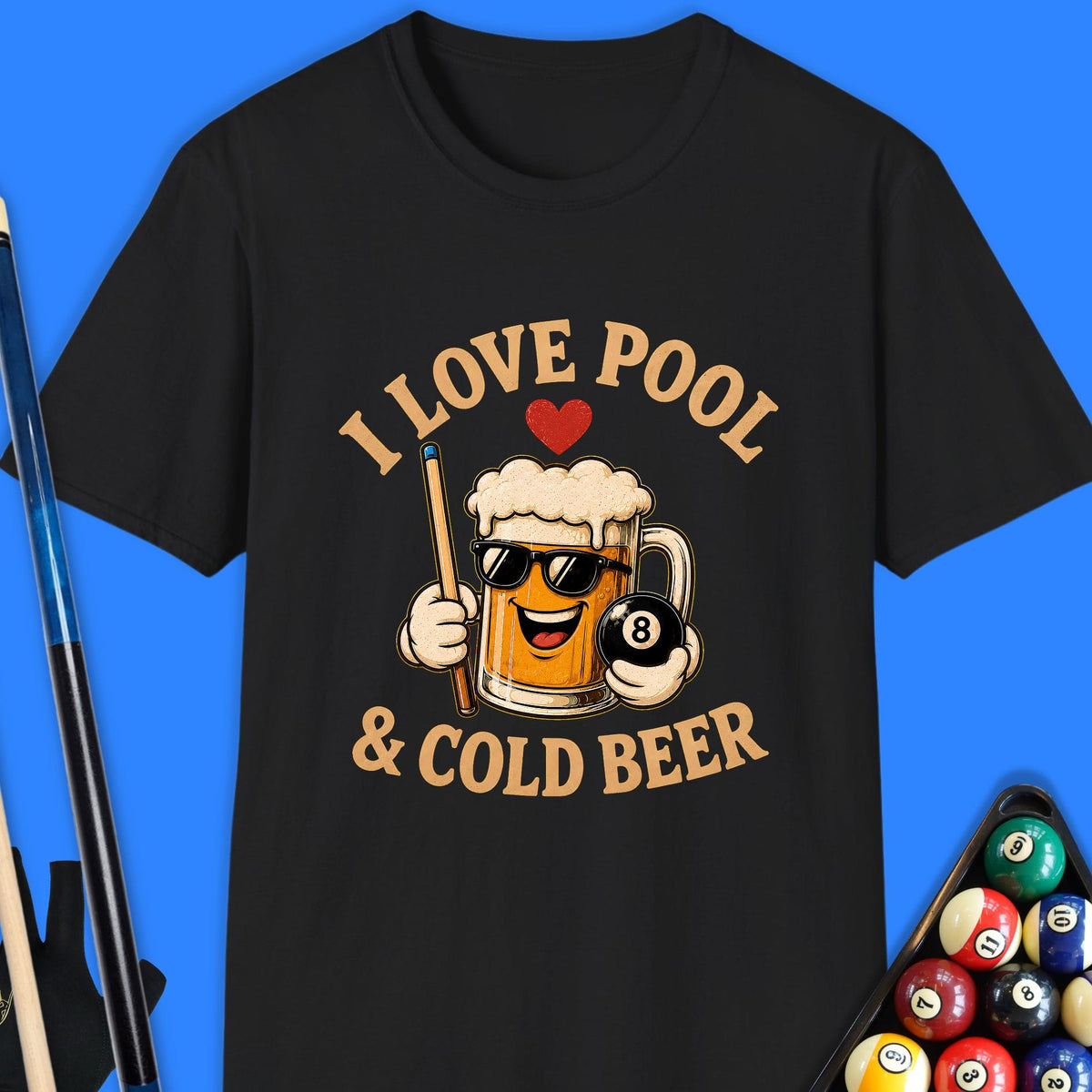 I Love Pool And Beer T-Shirt Gift For Pool Player