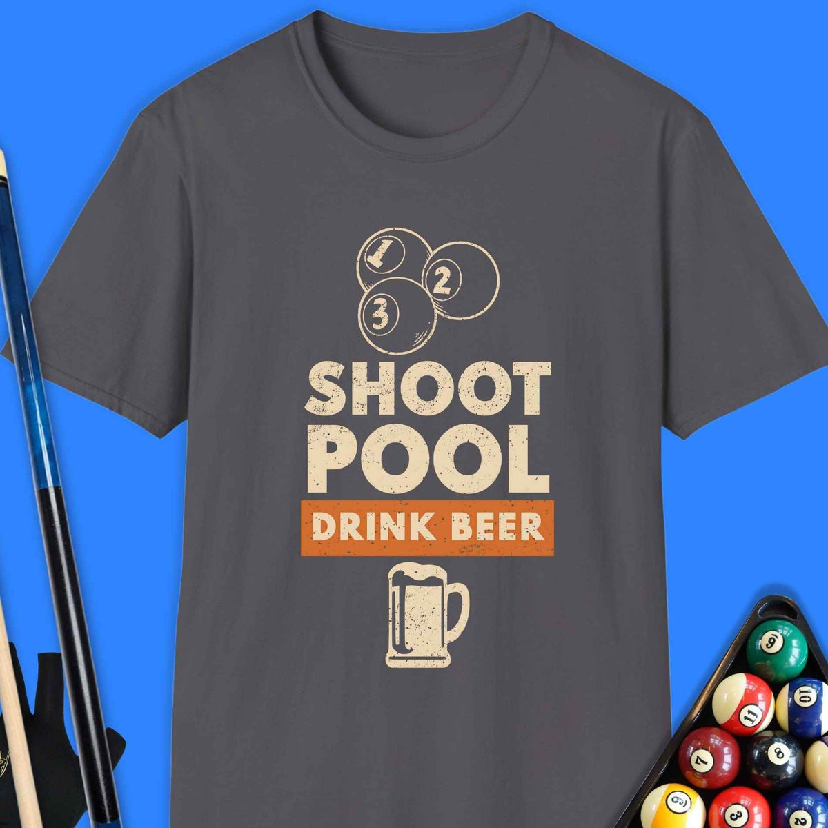 Shoot Pool Drink Beer T-Shirt Gift For Pool Player