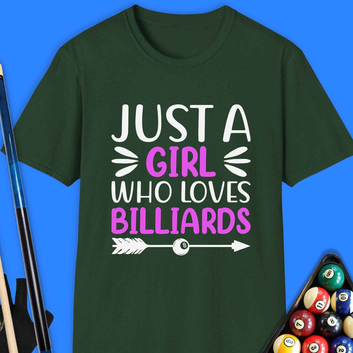 Just A Girl Who Loves Billiards T-Shirt Gift For Pool Player
