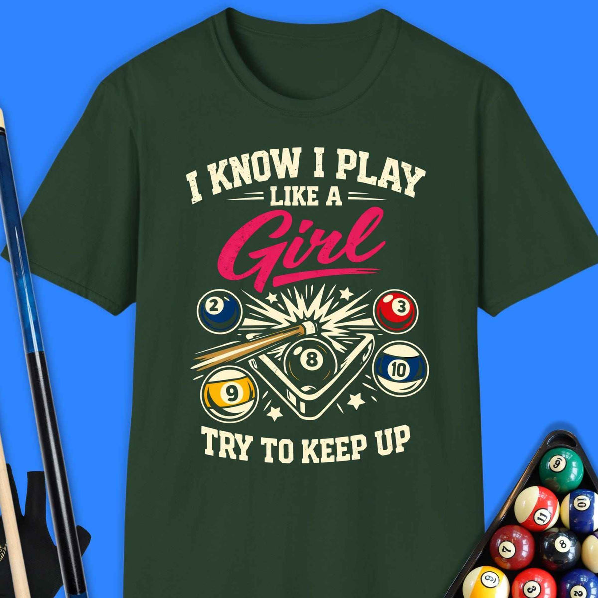 Play Like A Girl Pool T-Shirt Gift For Pool Player