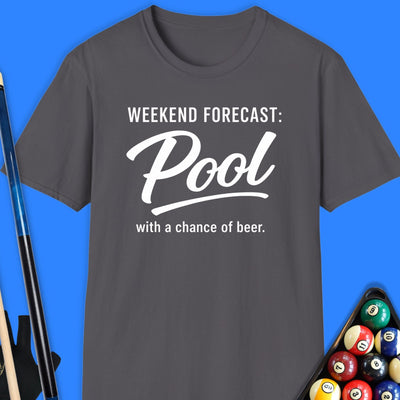 Weekend Forecast Pool T-Shirt Gift For Pool Player