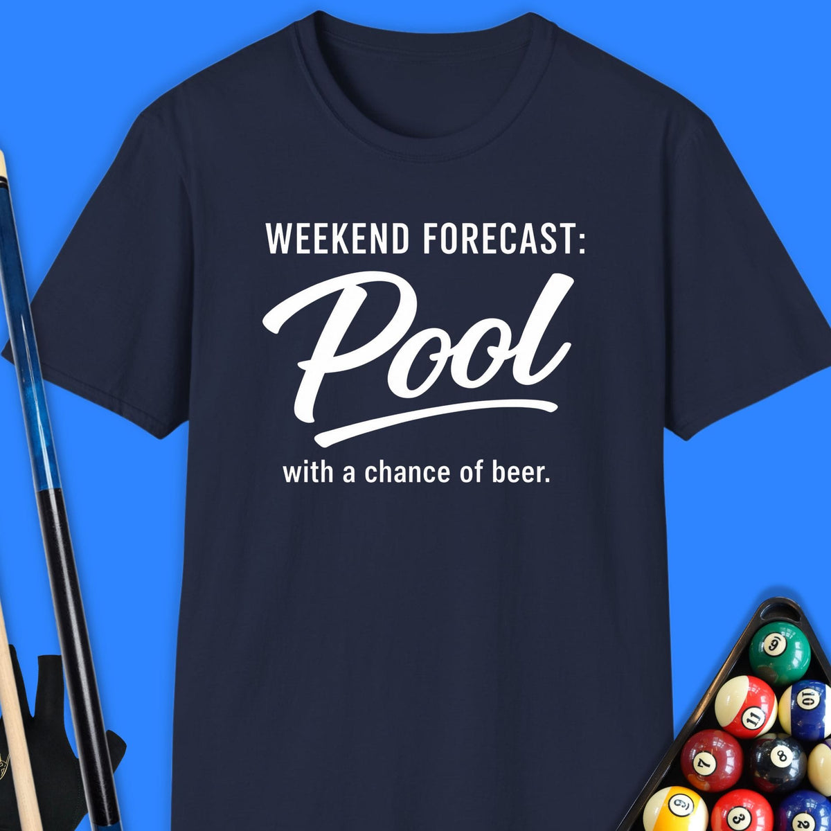 Weekend Forecast Pool T-Shirt Gift For Pool Player