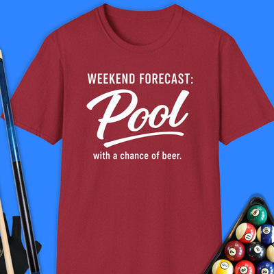 Weekend Forecast Pool T-Shirt Gift For Pool Player