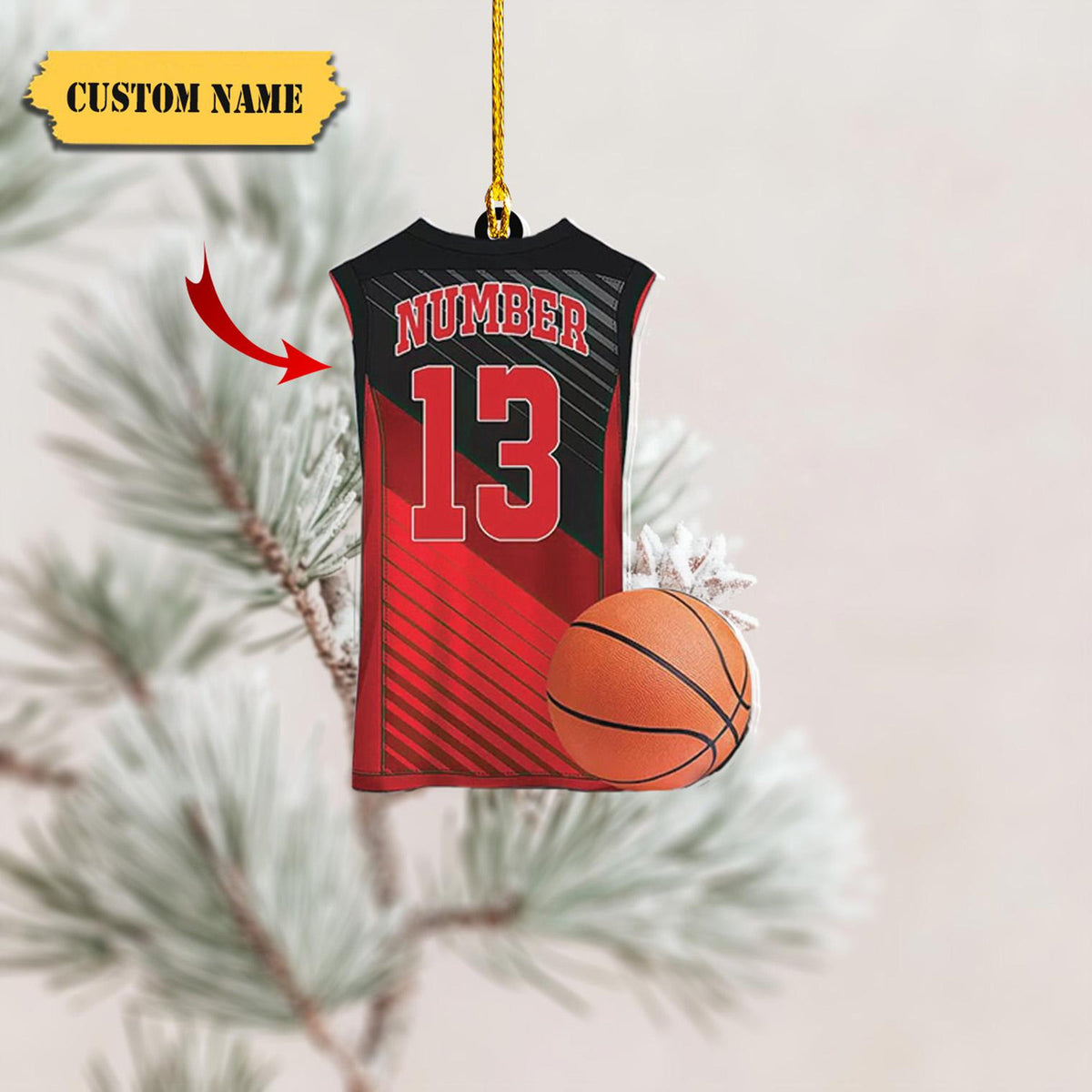 Personalized Christmas Basketball Set Ornament, Basketball Xmas Ornament, Gift For Basketball Lover, Basketball Ornament,Christmas Ornament Christmas Gift