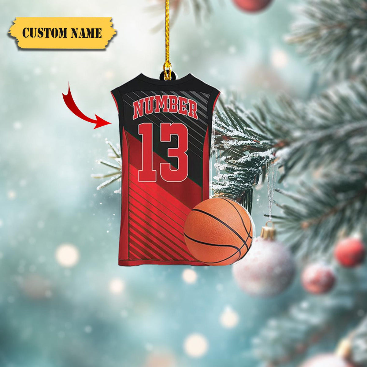 Personalized Christmas Basketball Set Ornament, Basketball Xmas Ornament, Gift For Basketball Lover, Basketball Ornament,Christmas Ornament Christmas Gift