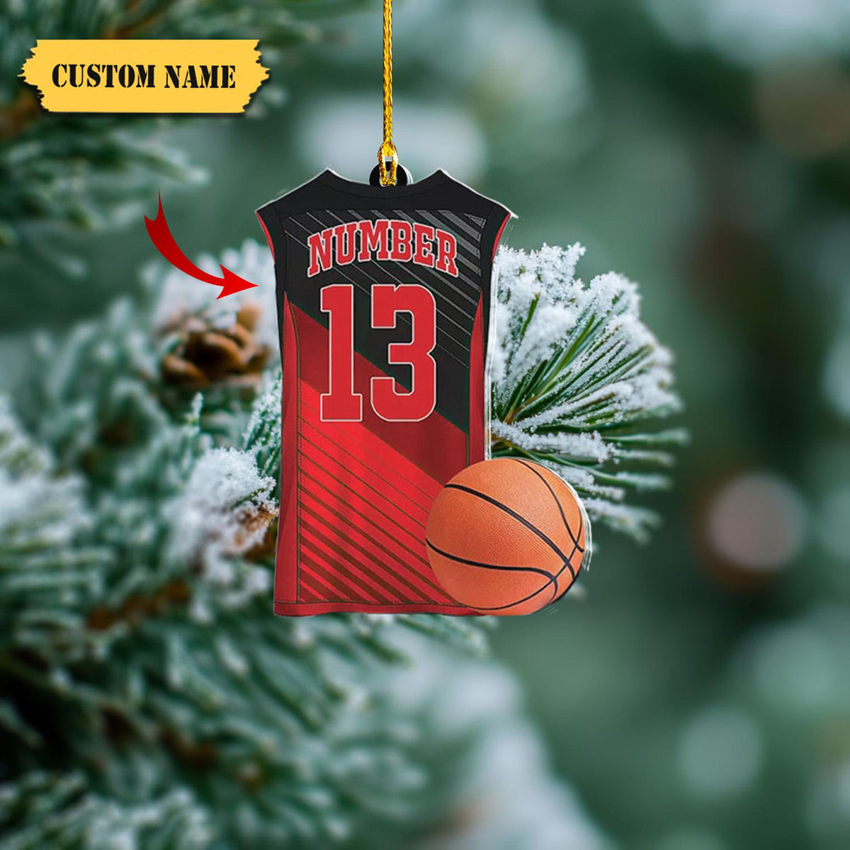 Personalized Christmas Basketball Set Ornament, Basketball Xmas Ornament, Gift For Basketball Lover, Basketball Ornament,Christmas Ornament Christmas Gift