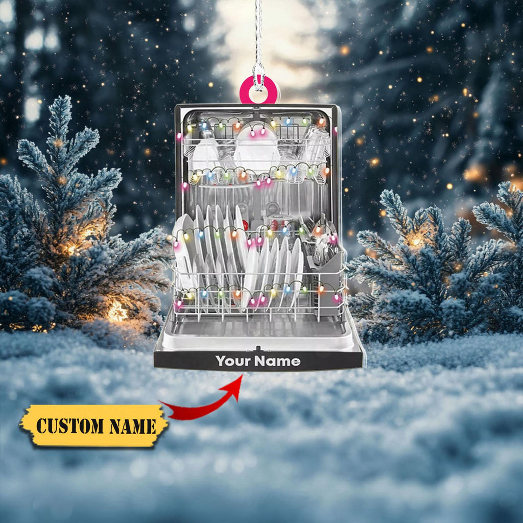 Dishwasher Tree Hanging Christmas Ornament, Dishwasher Xmas Ornament Decor, Dishwasher Lover Gift, Homemaker 2D Ornament Christmas Gift