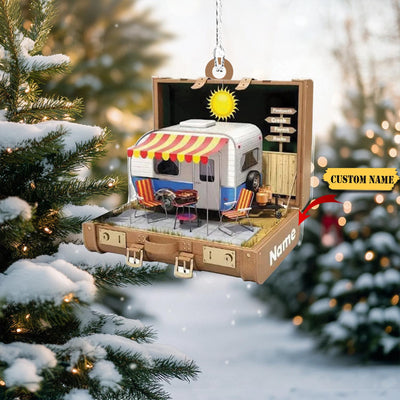 Camping Caravan Christmas Light Ornament  2D Acrylic Camping Car Ornament Gift Christmas Gift For Camping Lover, Personalized  Ornamen