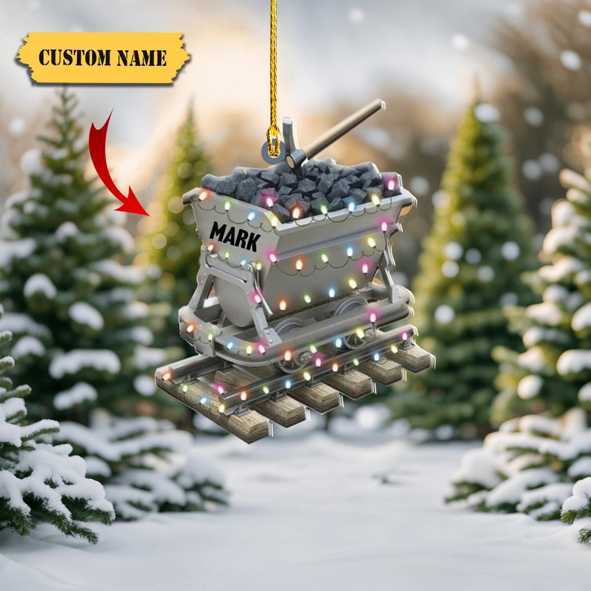 Monkeyvan Personalized Coal Miner Ornaments, Coal Mining Equipment Ornament, Ornaments Coal Miner Customized Xmas Gifts For Coworker Men2D Ornament Christmas Gift