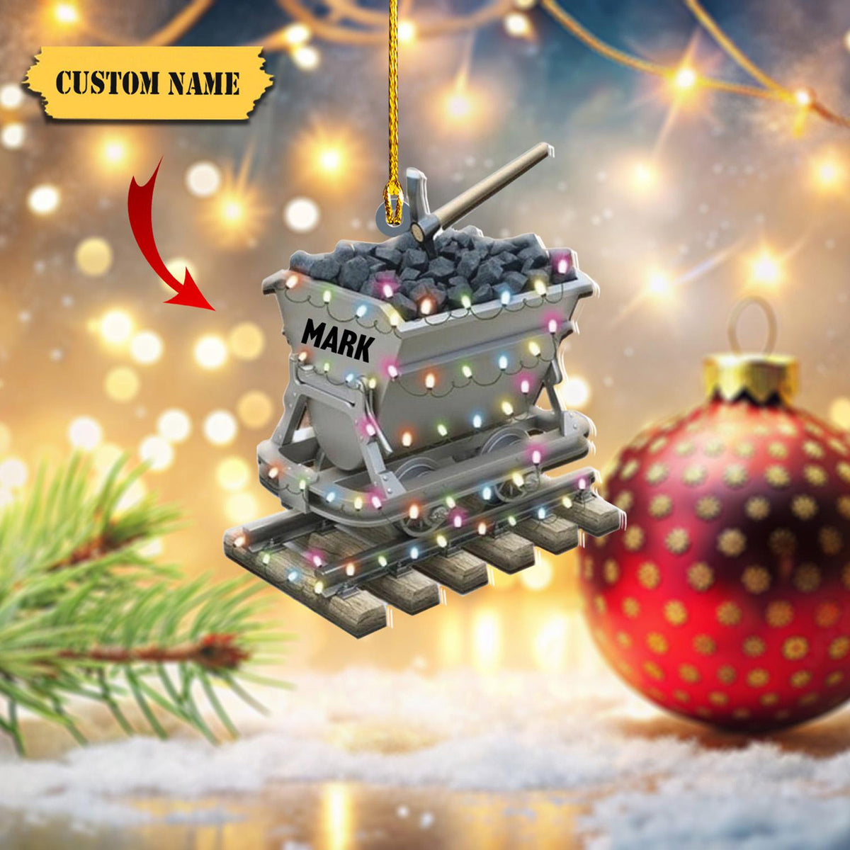 Monkeyvan Personalized Coal Miner Ornaments, Coal Mining Equipment Ornament, Ornaments Coal Miner Customized Xmas Gifts For Coworker Men2D Ornament Christmas Gift