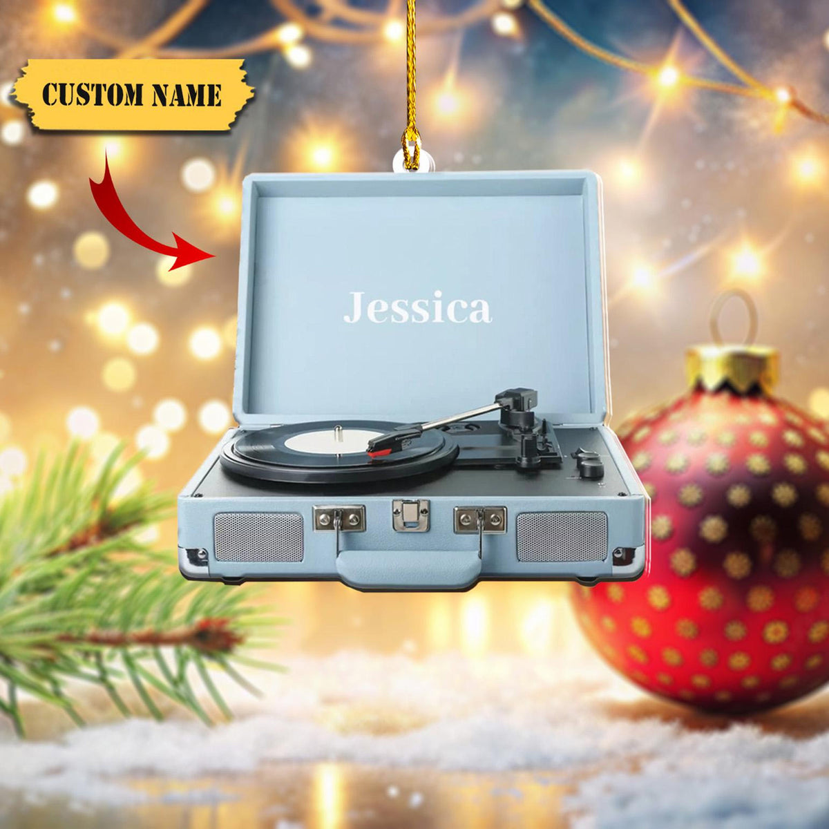 Personalized Vinyl Music Ornament 2D Vinyl Record Christmas Ornament Music Ornament, Music Lovers, Vinyl Christmas Tree Hanging Ornament