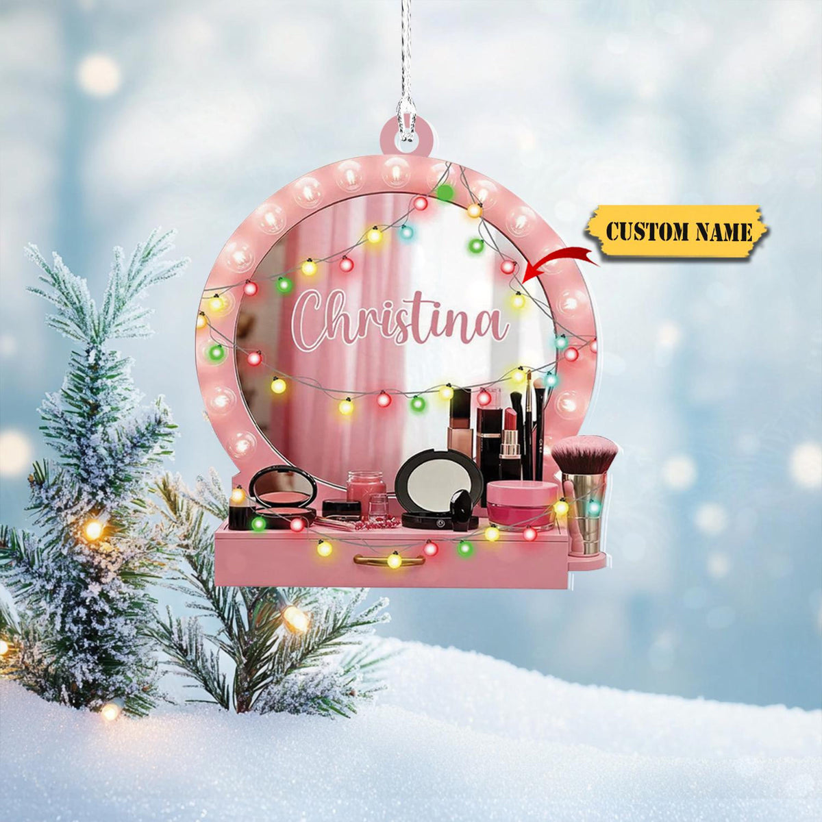 Personalized Makeup Ornaments 2D Acrylic Christmas Tree Beauty Ornament 2D Acrylic Gifts Makeup Artist, Makeup Set Ornament, Christmas Gift