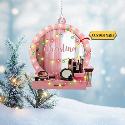 Personalized Makeup Ornaments 2D Acrylic Christmas Tree Beauty Ornament 2D Acrylic Gifts Makeup Artist, Makeup Set Ornament, Christmas Gift