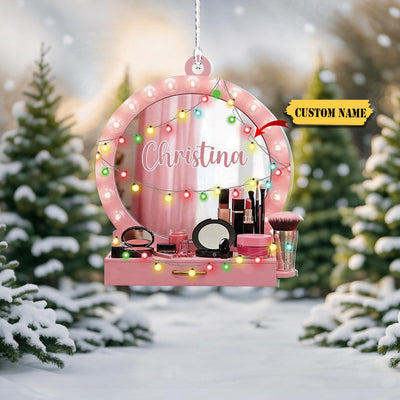 Personalized Makeup Ornaments 2D Acrylic Christmas Tree Beauty Ornament 2D Acrylic Gifts Makeup Artist, Makeup Set Ornament, Christmas Gift