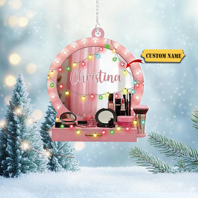 Personalized Makeup Ornaments 2D Acrylic Christmas Tree Beauty Ornament 2D Acrylic Gifts Makeup Artist, Makeup Set Ornament, Christmas Gift