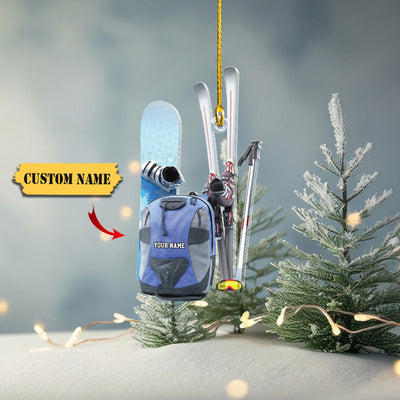 Personalized Snowboarding Skiing Christmas Ornament Acrylic, Snowboarding Christmas Ornament, Snowboarding 2D Ornament Christmas Gift