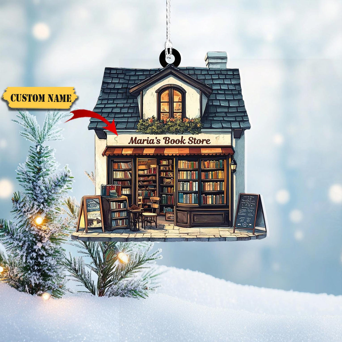 2D Flat Customized Book Store Bookish Ornament Acrylic Bookstore Flat Ornament For Book, Bookshelf Ornament, Christmas Gift For Book Lovers
