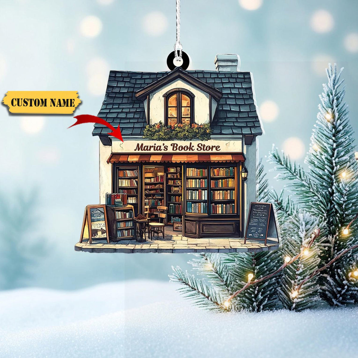 2D Flat Customized Book Store Bookish Ornament Acrylic Bookstore Flat Ornament For Book, Bookshelf Ornament, Christmas Gift For Book Lovers