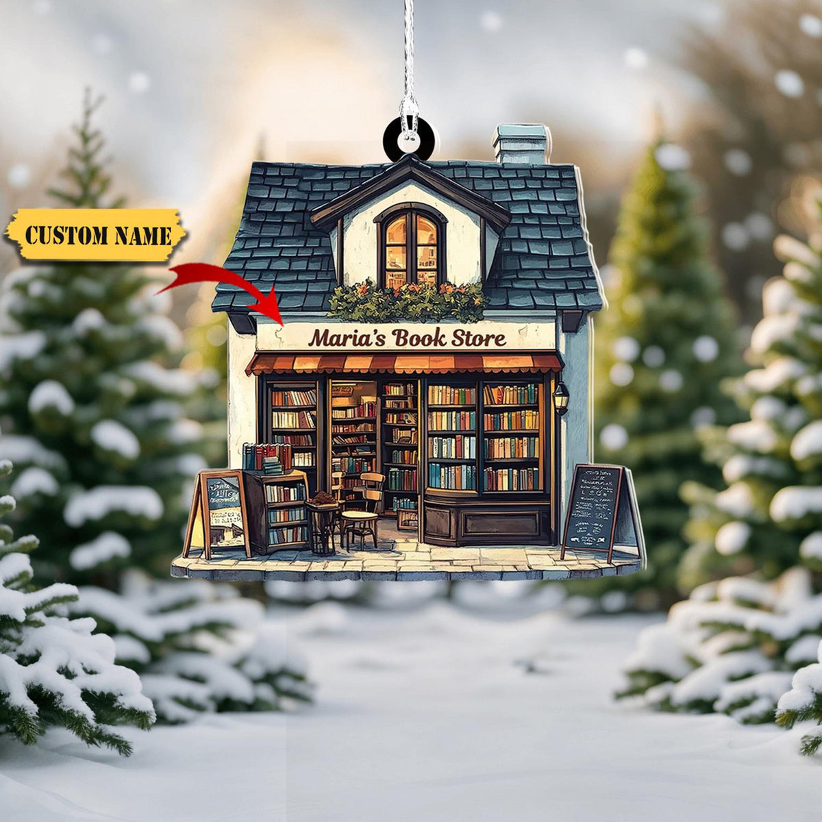 2D Flat Customized Book Store Bookish Ornament Acrylic Bookstore Flat Ornament For Book, Bookshelf Ornament, Christmas Gift For Book Lovers