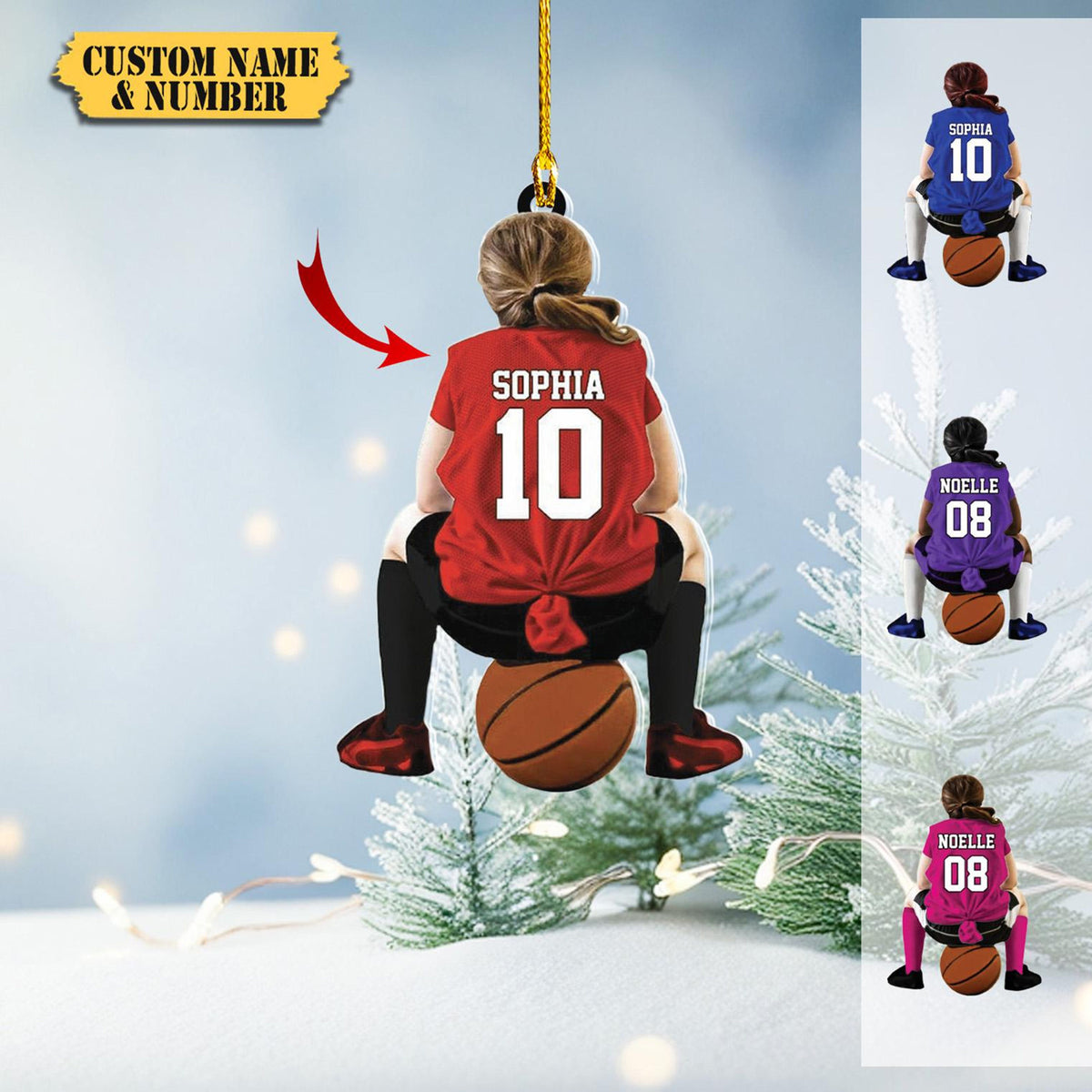 Personalized Basketball Ornaments Acrylic, Basketball Christmas Ornaments, Custom Basketball Players Acrylic Ornament, Basketball Keepsake2D Ornament Christmas Gift